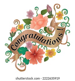 Congratulations celebration greetings card and sign vector Decorative Typography