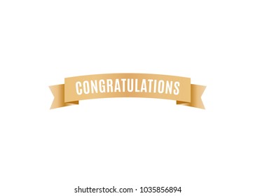 Congratulations Celebration Ribbon Vector Text Background