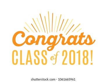 Congratulations Class of 2018 Vector Text Icon Background Illustration