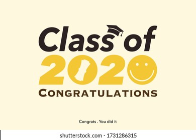 "congratulations class of 2020". Lettering Graduation logo. Concept for graduation design, event, school or university graduate, shirt, card, and sticker. Vector illustration.