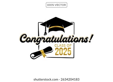 Congratulations Class of 2024 greeting sign. Congrats Graduated. Congratulating banner.  vector