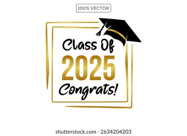 Congratulations Class of 2024 greeting sign. Congrats Graduated. Congratulating banner. Handwritten brush lettering. 