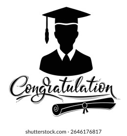 Congratulations Class of 2025 greeting sign. Congrats Graduated. Congratulating banner. Handwritten brush lettering. Isolated vector text for graduation design, greeting card, poster, invitation