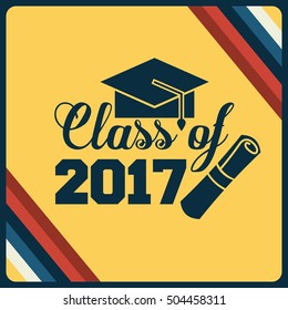 congratulations classof 2017 card vector illustration design