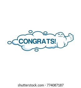 Congratulations with clouds. Vector design for postcard, poster, graphics. Text with cloud. Space for text.