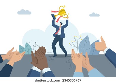 Congratulations from colleagues with clapping, Appreciation and applause for the great work, Successful business deal, Promoted or Best Employee, Vector design illustration.