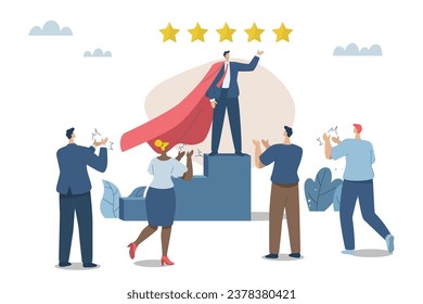 Congratulations from colleagues with clapping, Appreciation and applause for the great work, Businessman with excellent abilities have the highest quality, receive awards or 5 star ratings. Vector