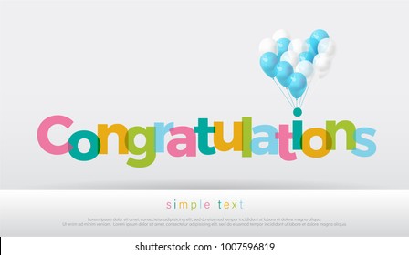 congratulations colorful with balloons on white background. congratulations logo design for poster banner template. vector illustrator