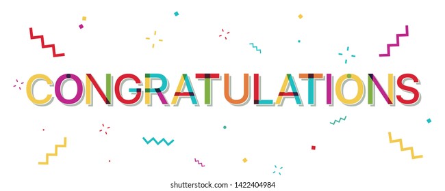 Congratulations colorful banner with confetti