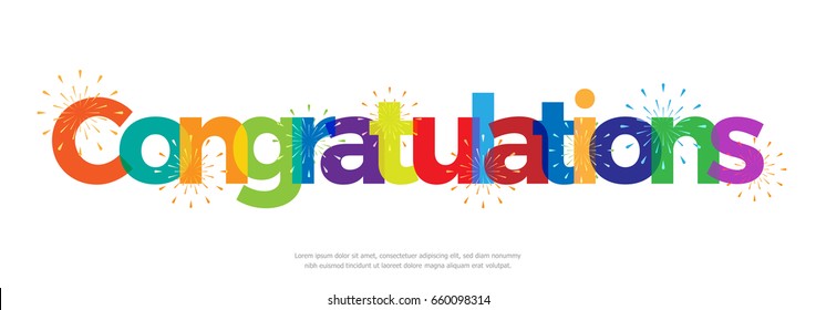 congratulations colorful with fireworks on white background