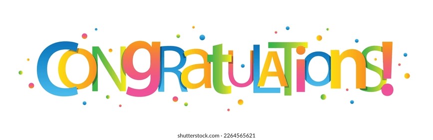 CONGRATULATIONS! colorful vector typography banner with dots