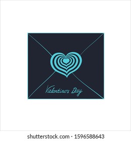 Congratulations or confessions for men, an envelope for Valentine's Day, in dark, strict and bright colors. Vector illustration hand drawing