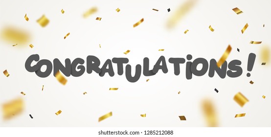 Congratulations design with gold ribbon and confetti