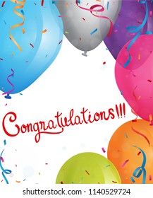 Congratulations design with ribbon and confetti