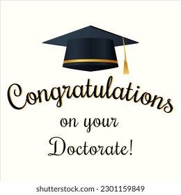 Congratulations Doctor. Wishing for completing Phd in White Color Background Vector