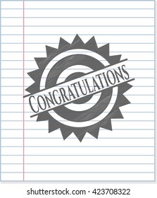 Congratulations drawn with pencil strokes