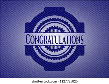 Congratulations emblem with jean high quality background