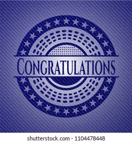Congratulations emblem with jean texture
