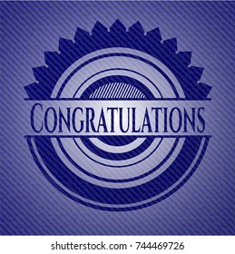Congratulations emblem with jean texture