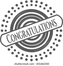 Congratulations emblem with pencil effect