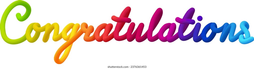 Congratulations fluid text with dynamic curved lines made of blended colorful circles. Vector illustration.