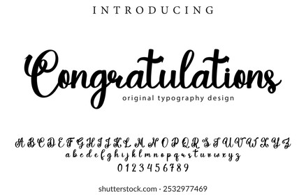 Congratulations Font Stylish brush painted an uppercase vector letters, alphabet, typeface