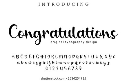 Congratulations Font Stylish brush painted an uppercase vector letters, alphabet, typeface
