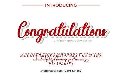 Congratulations Font Stylish brush painted an uppercase vector letters, alphabet, typeface
