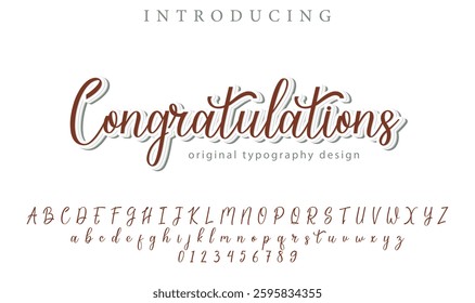 Congratulations Font Stylish brush painted an uppercase vector letters, alphabet, typeface
