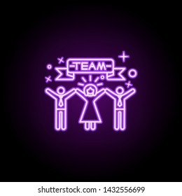 Congratulations from friends dusk style neon icon. Elements of birthday set. Simple icon for websites, web design, mobile app, info graphics