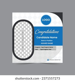 Congratulations or Giveaway winner announcement social media post template design