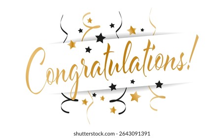 Congratulations ! with gold and black stars