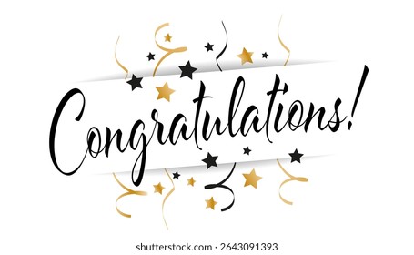 Congratulations ! with gold and black stars
