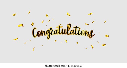 felicitaciones Fondo de la celebración de oro con confetti.