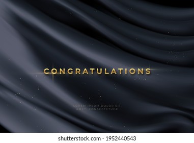 Congratulations golden award on black silk background. Graduate award. Award nomination background. Vector illustration EPS10