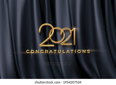 Congratulations golden award on black silk background. Graduate award. Award nomination background. Vector illustration EPS10