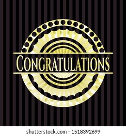 Congratulations golden badge or emblem. Vector Illustration. Detailed.