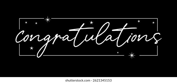 Congratulations golden design with frame and stars.