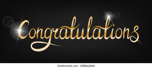 Congratulations Golden Text On Black Background Stock Vector (royalty 