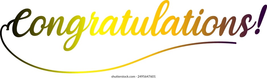 CONGRATULATIONS!, Congratulations gradient lettering greeting sign. Handwritten modern brush lettering with golden stars. Text for card, T-shirt print, banner, poster, web, notebook, sketchbook