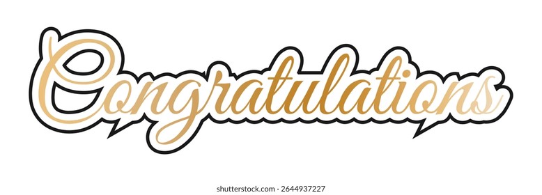 CONGRATULATIONS!, Congratulations gradient lettering greeting sign. Handwritten modern brush lettering with golden stars. Text for card, T-shirt print, banner, poster, web, notebook, sketchbook