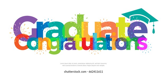 Congratulations graduate colorful with fireworks on white background