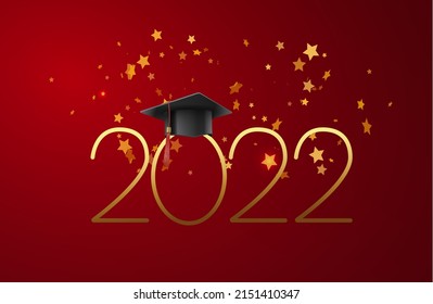 Congratulations Graduates of 2022 for congratulation, invitation card. Text for design of graduation, congratulatory event, t-shirt, party, high school or college graduate.Vector 2022