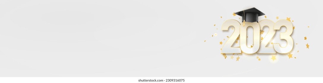 Congratulations graduates banner concept. Class of 2023. University or High school graduation design template for blogs, greeting cards or party invitation. Vector