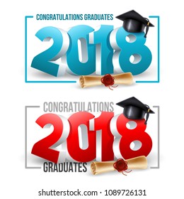 Congratulations Graduates Class 2018 Vector Illustration Stock Vector ...