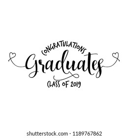  Congratulations Graduates Class of 2019 - Typography. gold texture and isolated white background.