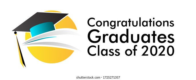 congratulations graduates class of 2020 banner design, graphics elements for t-shirts, and the idea for the sign, badge or greeting card and background photo booth