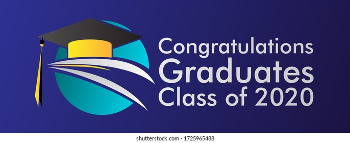 congratulations graduates class of 2020 banner design, graphics elements for t-shirts, and the idea for the sign, badge or greeting card and background photo booth