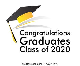 congratulations graduates class of 2020 banner design, graphics elements for t-shirts, and the idea for the sign, badge or greeting card and background photo booth