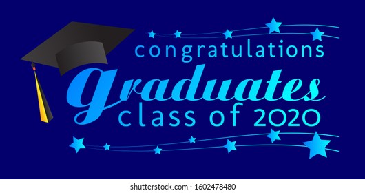 congratulations graduates class of 2020, graphics elements for t-shirts, and the idea for the sign, badge or greeting card and background photo booth